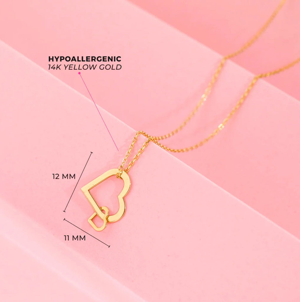 14K Gold Classic Heart Outline Necklace In Season Jewelry - Ambiente Gifts, Decor & Design