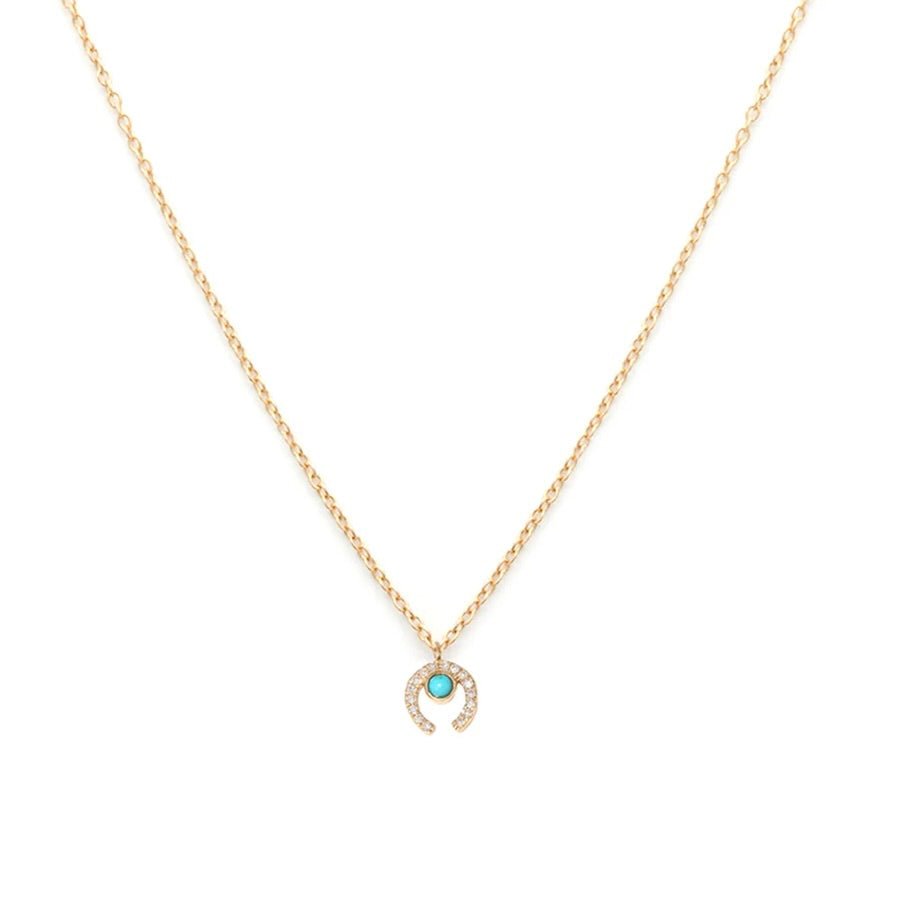 14K Luck Necklace, Diamond + Turquoise | Leah Alexandra LEAH ALEXANDRA - Ambiente Gifts, Decor & Design