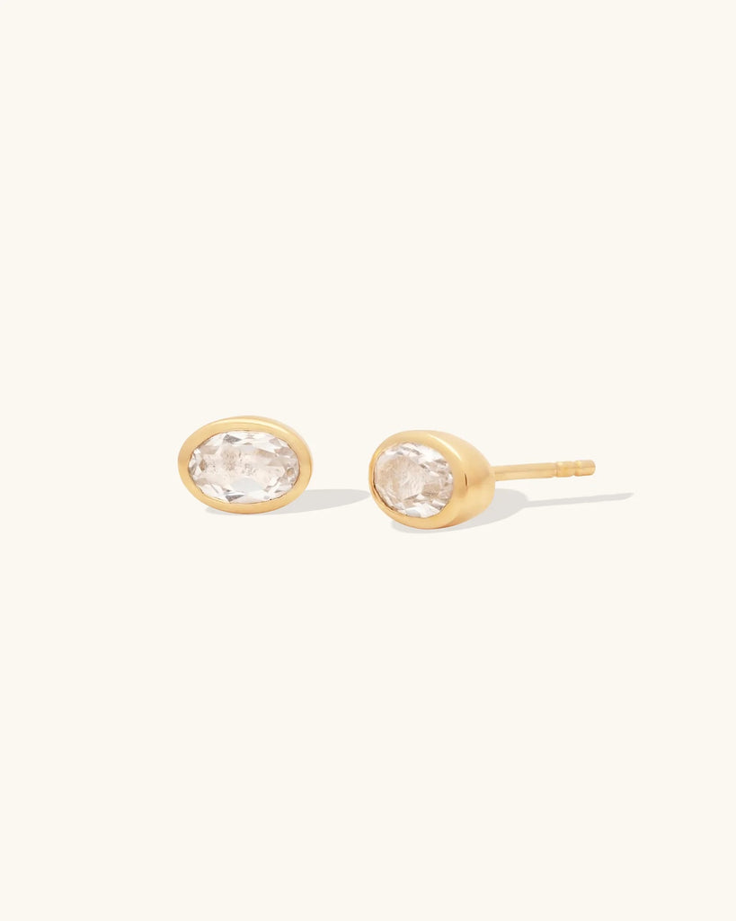 Bezel Oval Studs | Leah Alexandra LEAH ALEXANDRA - Ambiente Gifts, Decor & Design