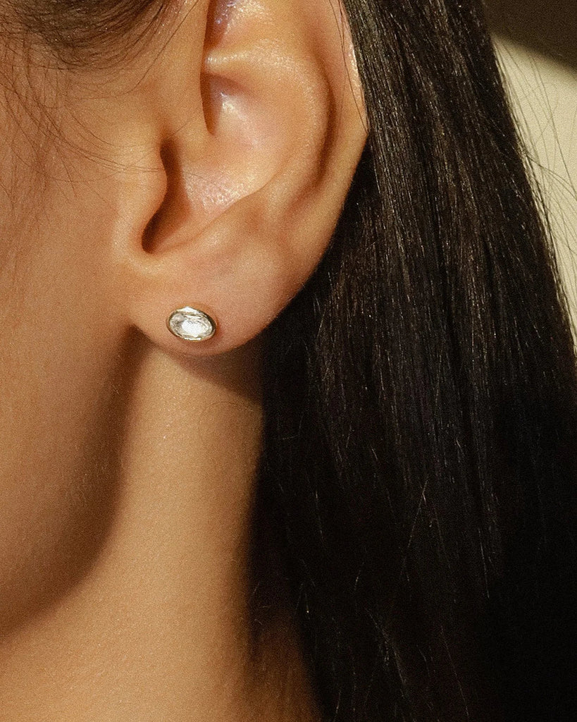 Bezel Oval Studs | Leah Alexandra LEAH ALEXANDRA - Ambiente Gifts, Decor & Design