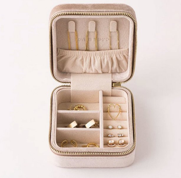 Creme, Square Bon Voyage Jewelry Case | Lover's Tempo Lover's Tempo - Ambiente Gifts, Decor & Design