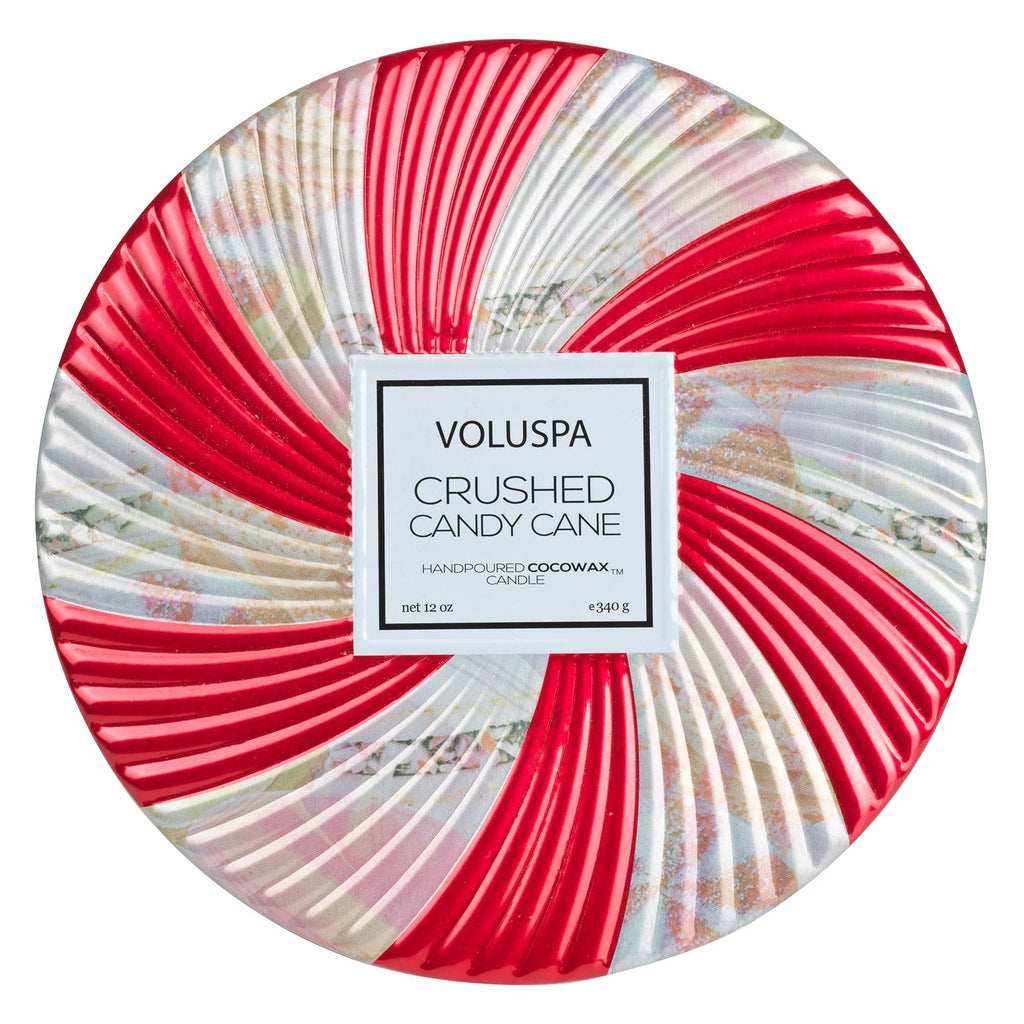 Crushed Candy Cane, 3 Wick Tin | Voluspa VOLUSPA - Ambiente Gifts, Decor & Design