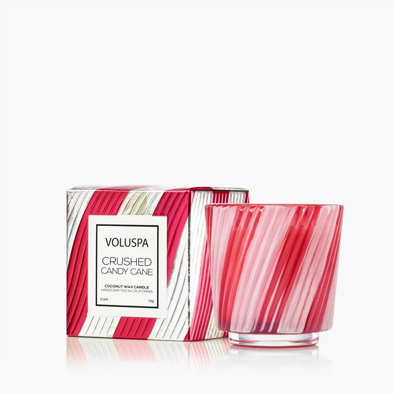 Crushed Candy Cane, Boxed Pedestal Candle | Voluspa VOLUSPA - Ambiente Gifts, Decor & Design