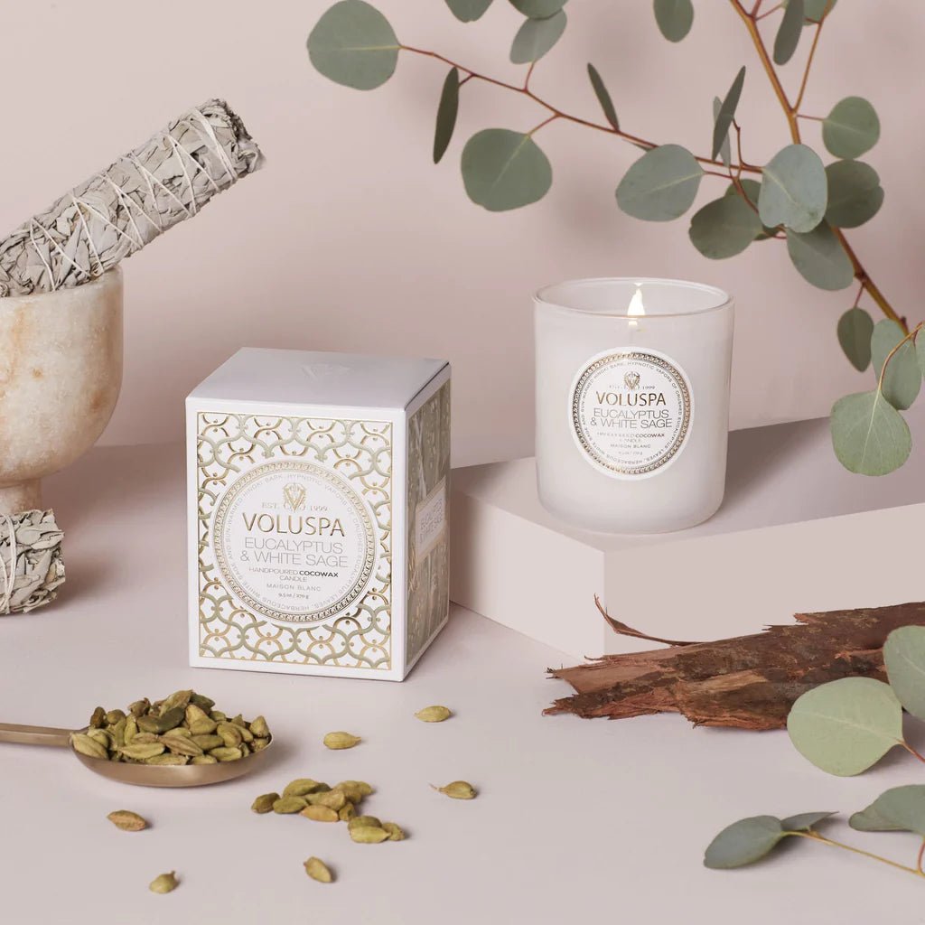 Eucalyptus + White Sage Classic Candle | Voluspa VOLUSPA - Ambiente Gifts, Decor & Design