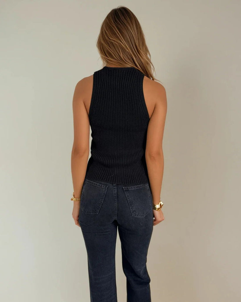 Fiona Ribbed Knit Top, Black | Priv PRIVILEGE CLOTHING - Ambiente Gifts, Decor & Design
