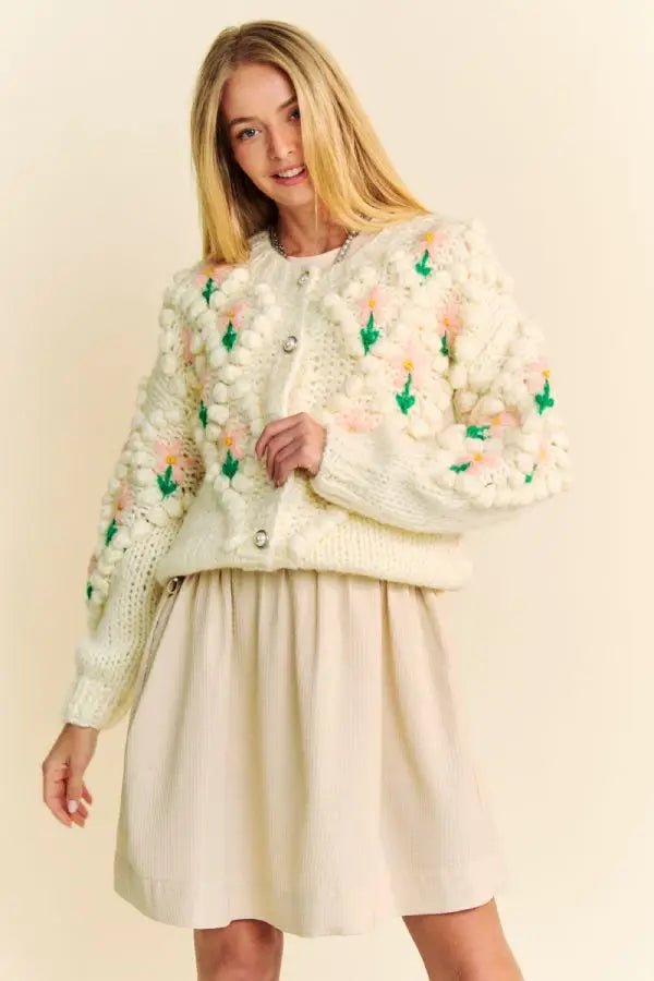 Floral Chunky Knit Cardigan DAVI & DANI - Ambiente Gifts, Decor & Design