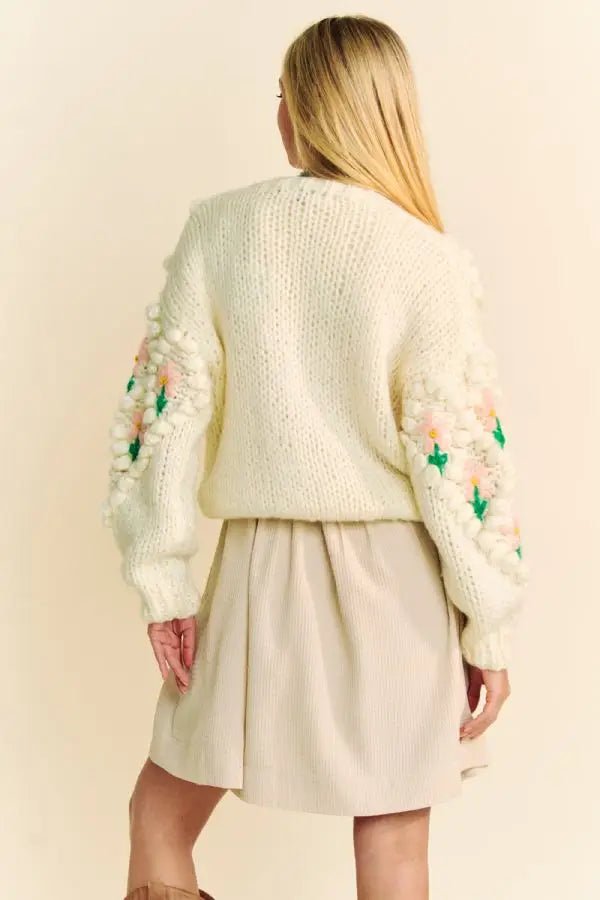 Floral Chunky Knit Cardigan DAVI & DANI - Ambiente Gifts, Decor & Design