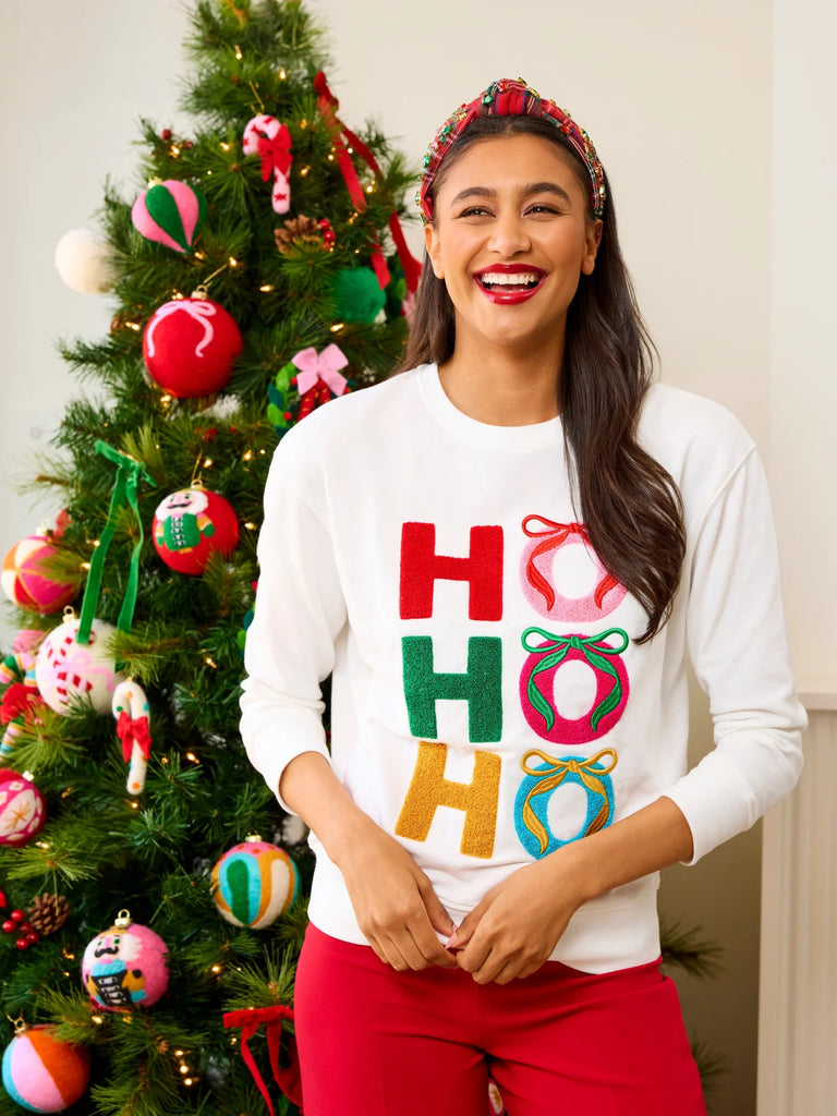 HO HO HO Bows Classic Sweatshirt Shiraleah - Ambiente Gifts, Decor & Design