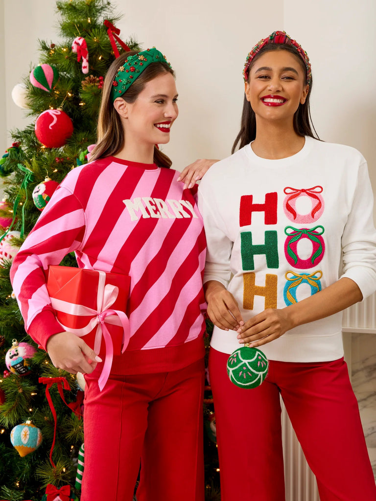HO HO HO Bows Classic Sweatshirt Shiraleah - Ambiente Gifts, Decor & Design