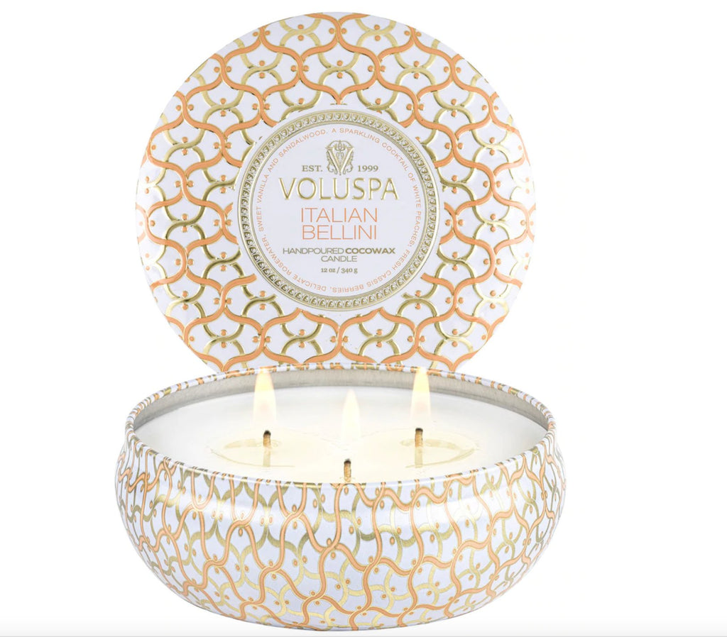 Italian Bellini 3 Wick Tin Candle | Voluspa VOLUSPA - Ambiente Gifts, Decor & Design