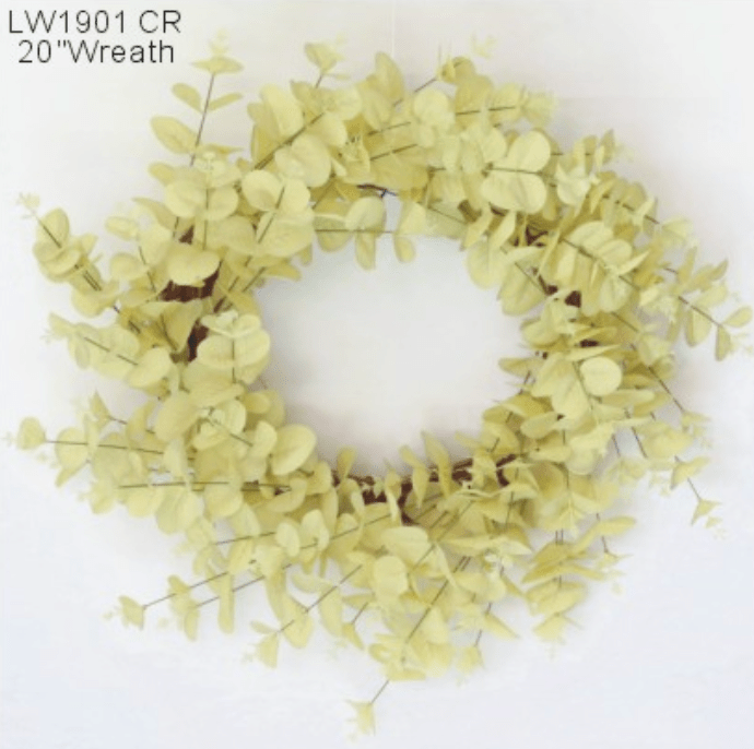 Light Green Eucalyptus Wreath, 20" Tellon - Ambiente Gifts, Decor & Design