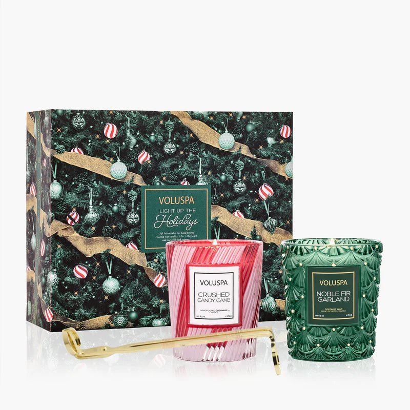 Light Up the Holidays Classic Duo - Noble Fir/Candy Cane | Voluspa VOLUSPA - Ambiente Gifts, Decor & Design