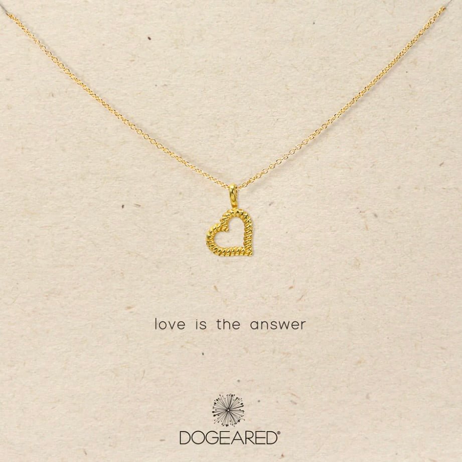 LOVE IS THE ANSWER ROPE HEART NECKLACE | GOLD | DOGEARED DogEared - Ambiente Gifts, Decor & Design