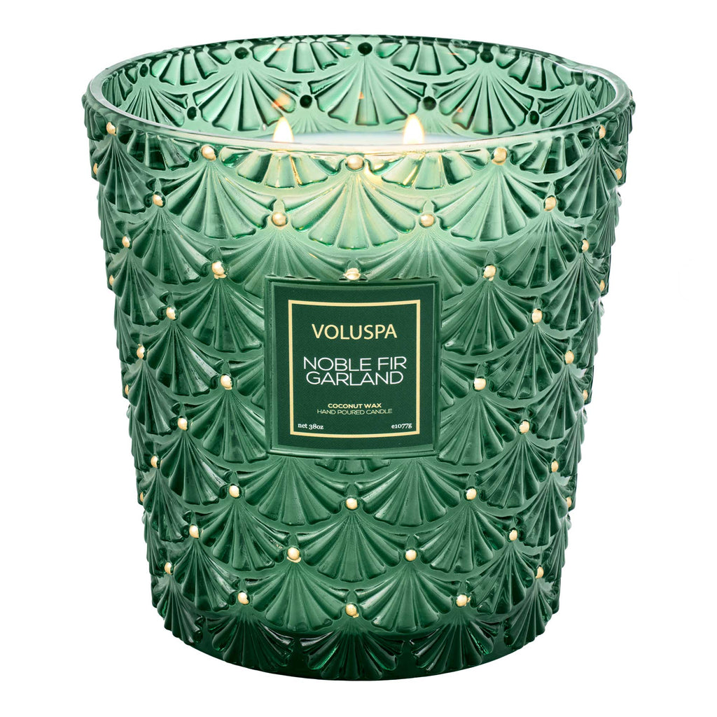 Noble Fir Garland, 3 Wick Hearth Candle | Voluspa VOLUSPA - Ambiente Gifts, Decor & Design