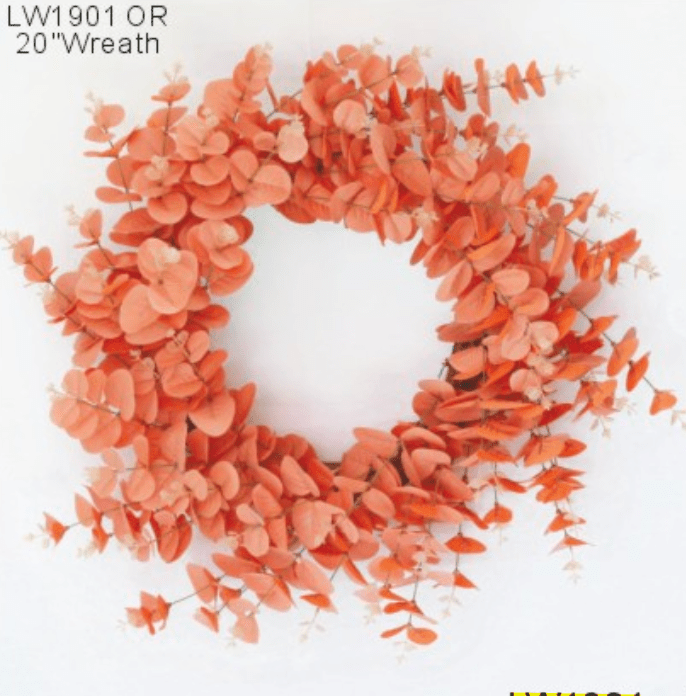 Orange Eucalyptus Wreath, 20" Tellon - Ambiente Gifts, Decor & Design