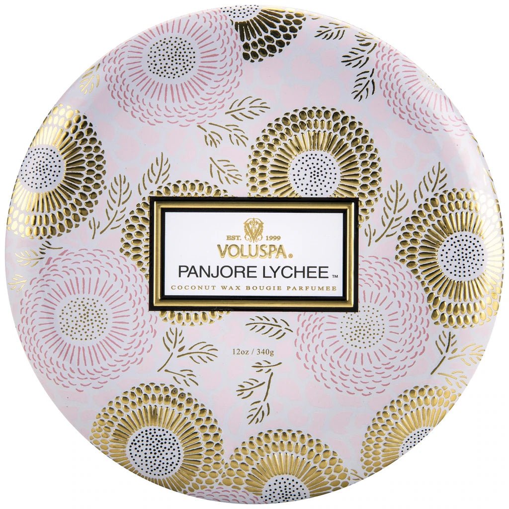 Panjore Lychee 3 Wick Tin | Voluspa VOLUSPA - Ambiente Gifts, Decor & Design