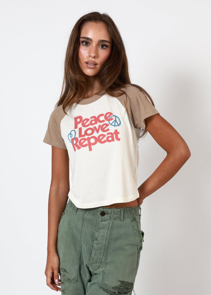 Peace Love Repeat, Raglan - Bone & Mocha | Girl Dangerous Girl Dangerous - Ambiente Gifts, Decor & Design