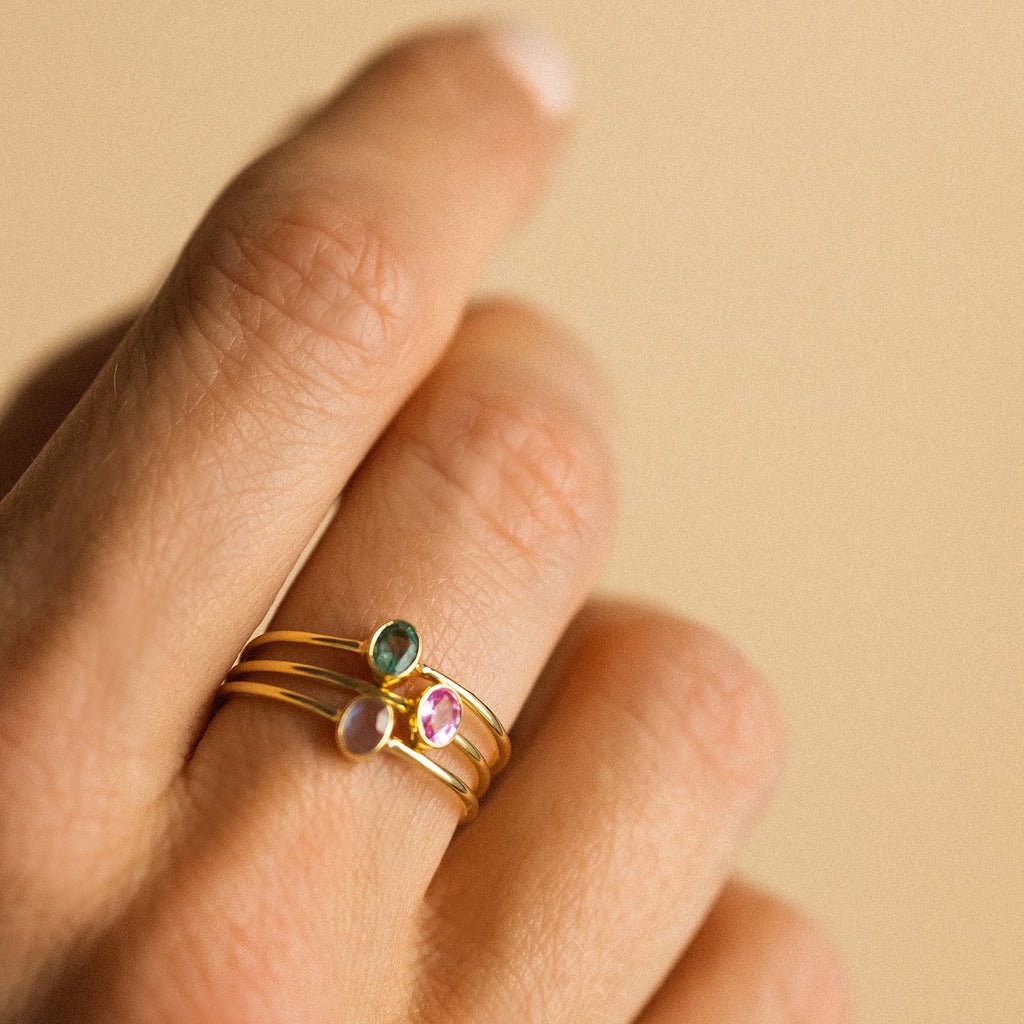 Petite Oval Ring, Emerald | Leah Alexandra LEAH ALEXANDRA - Ambiente Gifts, Decor & Design