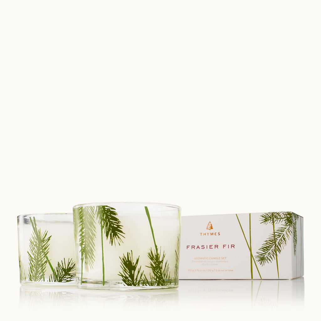 Pine Needles Candle Set of 2 | Thymes Frasier Fir Thymes - Ambiente Gifts, Decor & Design