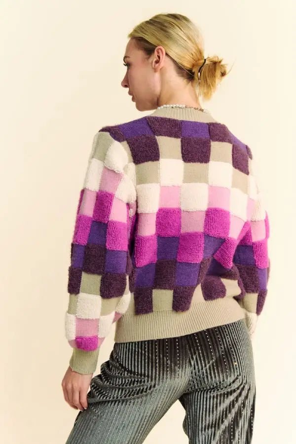 Purple Plaid Sweater DAVI & DANI - Ambiente Gifts, Decor & Design