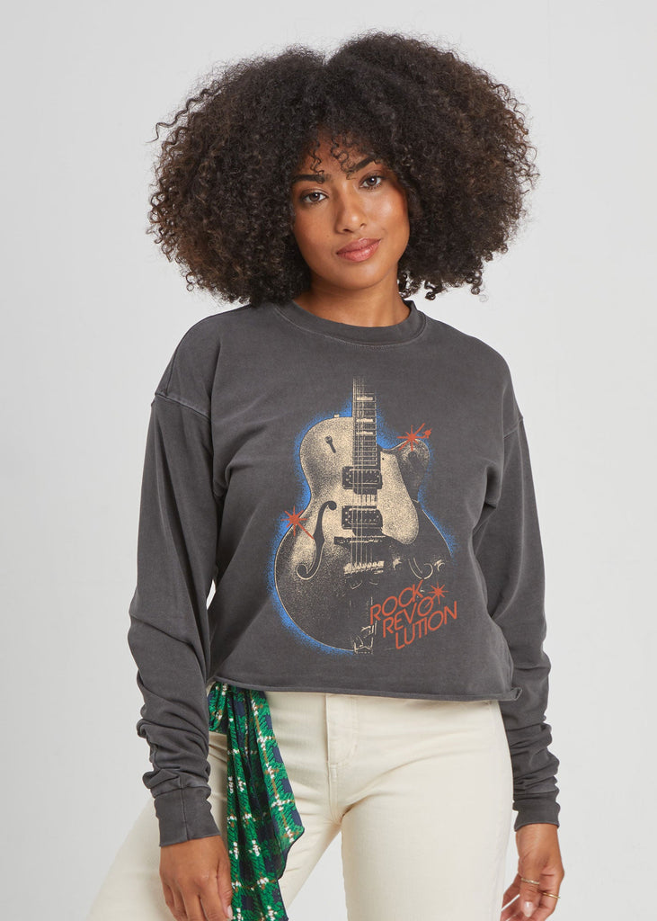 Rock Revolution, Vintage Black Cropped Sweatshirt Girl Dangerous - Ambiente Gifts, Decor & Design