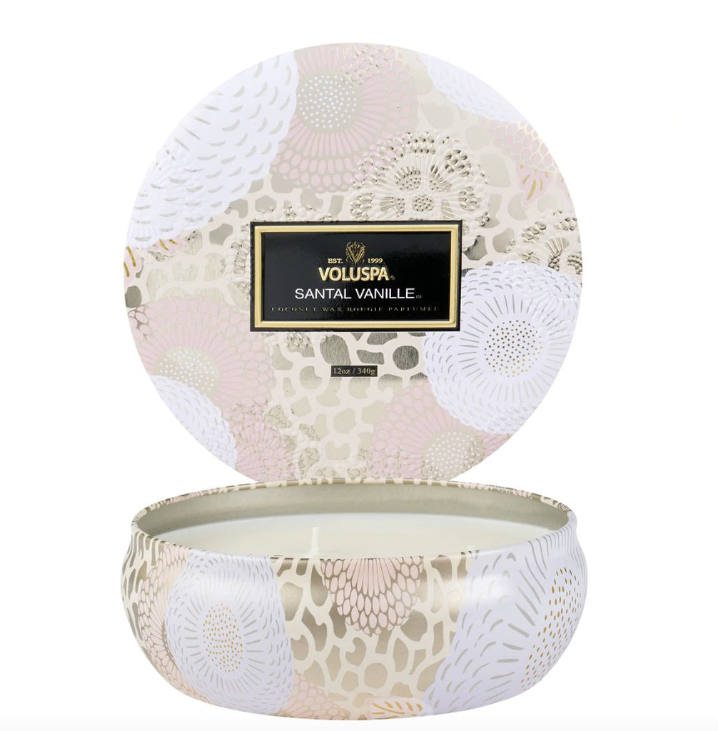 Santal Vanille 3 Wick Tin Candle | Voluspa VOLUSPA - Ambiente Gifts, Decor & Design