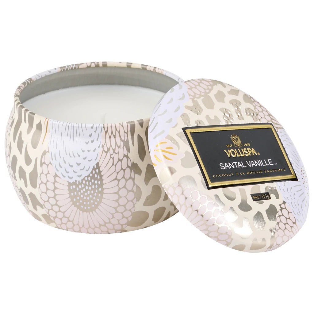 Santal Vanille Mini Tin Candle | Voluspa VOLUSPA - Ambiente Gifts, Decor & Design