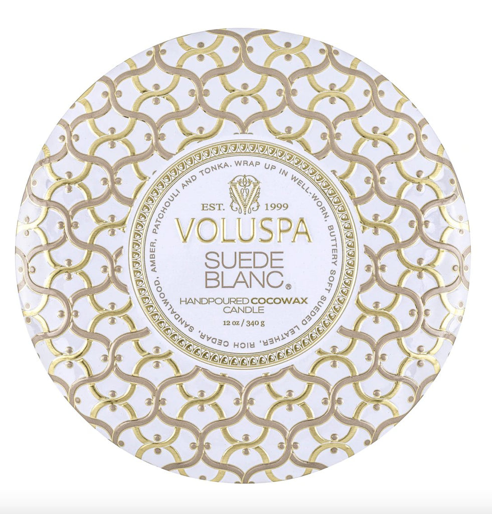 Suede Blanc 3 Wick Candle | Voluspa VOLUSPA - Ambiente Gifts, Decor & Design