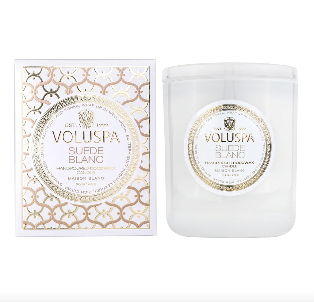 Suede Blanc Classic Candle | Voluspa VOLUSPA - Ambiente Gifts, Decor & Design