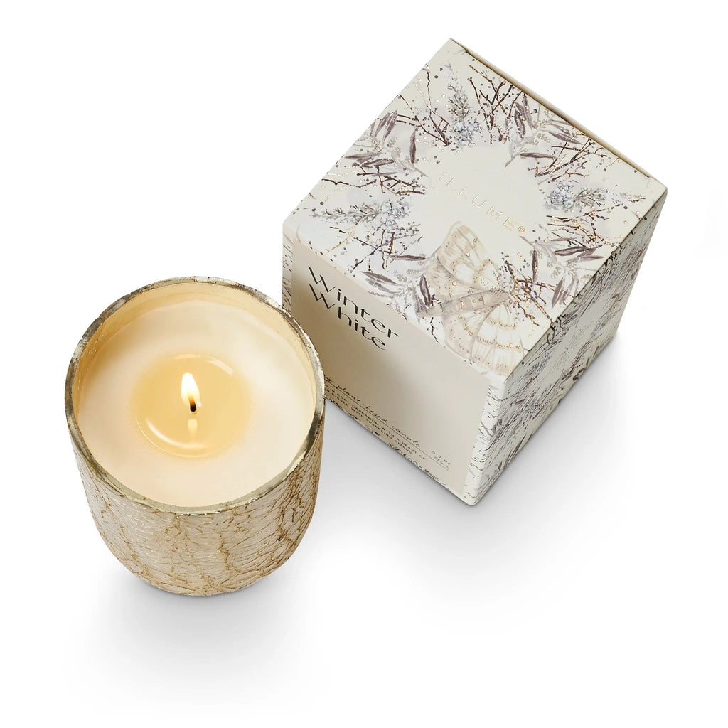 Winter White, Small Boxed Crackle Glass Candle | Illume ILLUME - Ambiente Gifts, Decor & Design