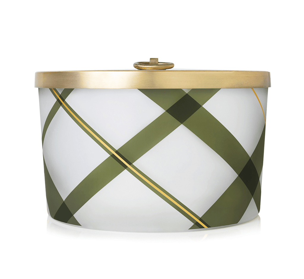 Frosted Plaid Wick Candle, Frasier Fir | Thymes Thymes - Ambiente Gifts, Decor & Design